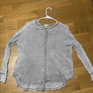 Zenana Outfitters Taupe Waffle Knit Top